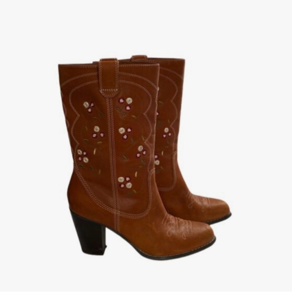 Seychelles Tan Embroidered Heeled Boots